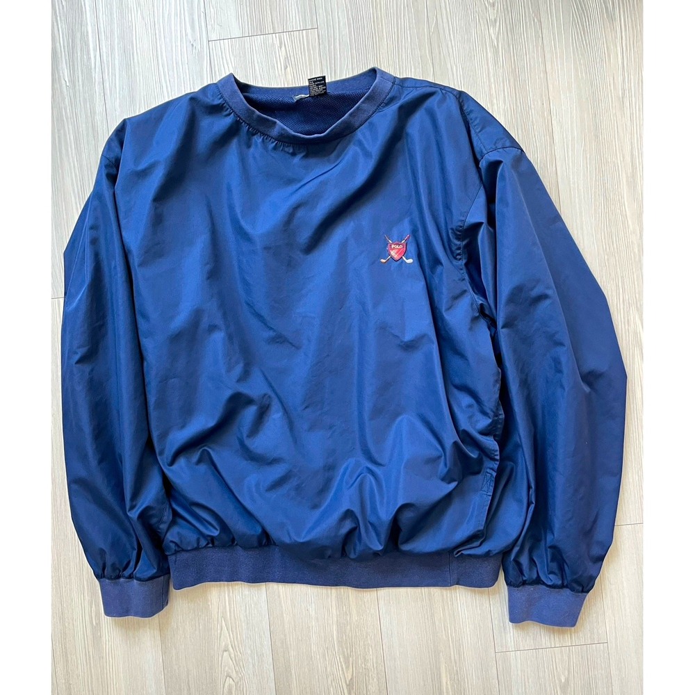 Polo Golf Ralph Lauren Men's Sz XL Blue Pullover Windbreaker Jacket Logo Sporty